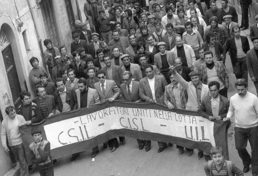 Sciopero anni '70 indetto dalle sigle sindacali