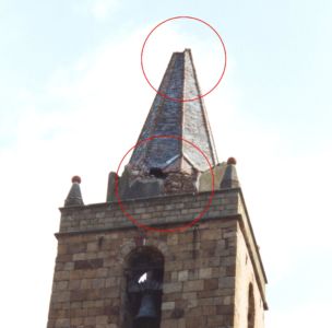 Il campanile della Matrice Vecchia danneggiato da un fulmine nel 1986