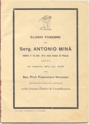 Copertina Elogio Funebre Del Serg. Antonio Minà 1